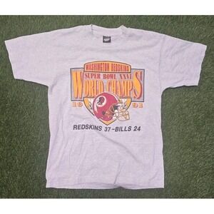 Vtg 1991 Washington Redskins Super Bowl XXVI Champions Shirt Screen Stars L 90s